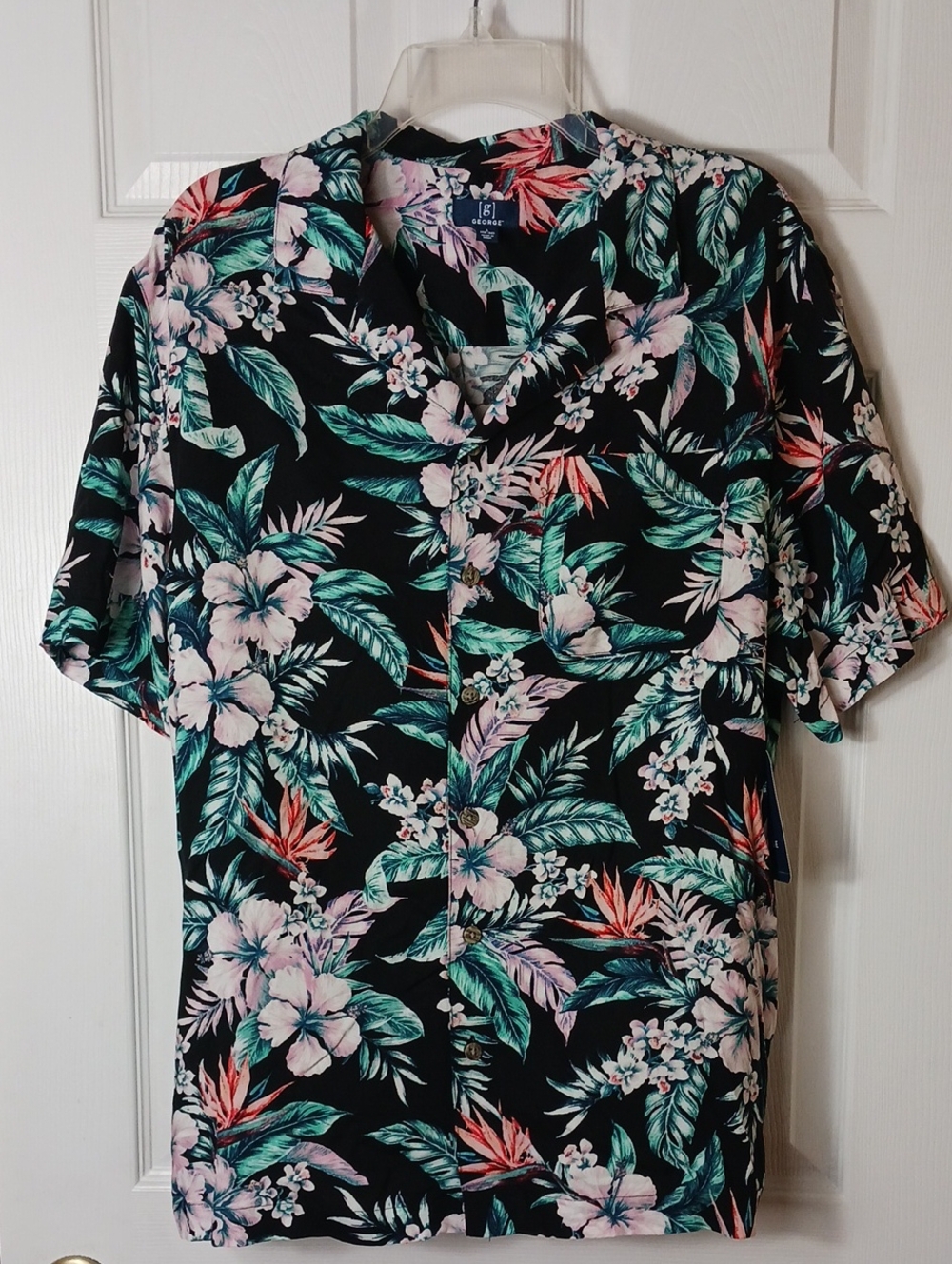 George Hawaiian Short Sleeve Button Up  Relaxed Casual Lightweight Fun Size L